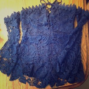 New Lace up Lace Romper from Fashion Nova